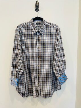 Lincs DC & co Blue and White Plaid Button-Down Shirt